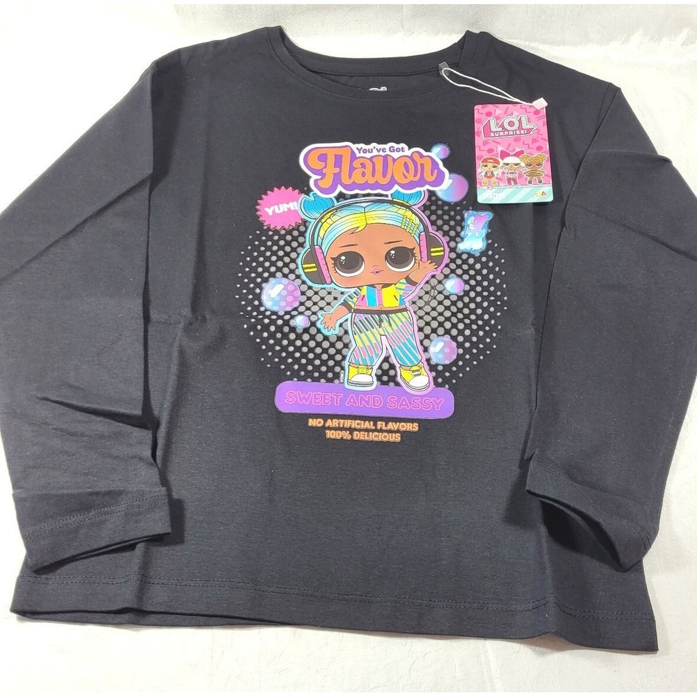 LOL Surprise Girl's Long Sleeve T-Shirt - Sweet and Sassy - Black - Size 8